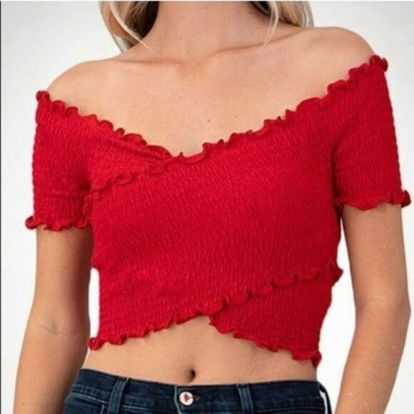 RELISTED White Stretchy Criss Cross Crop Top - Picture 6 of 6